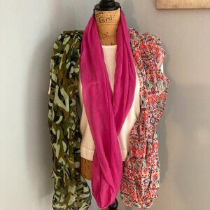 Scarf Bundle: 3 Pc. - Pink Infinity -  Multi Infinity -  Green Camo  Shawl